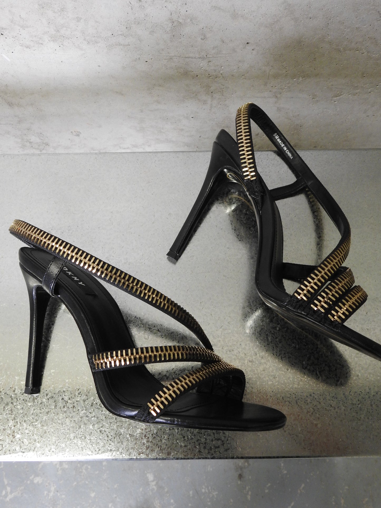 DKNY STRAPPY ZIP HEELS