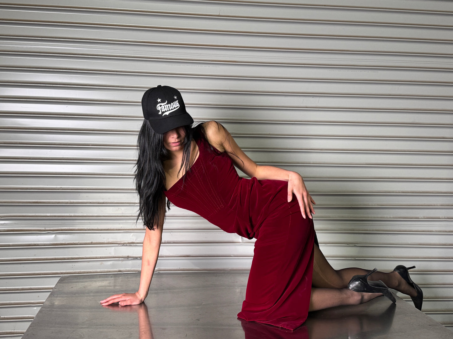 RED VELVET CORSET MAXI DRESS